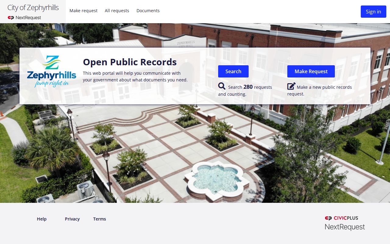 Zephyrhills NextRequest public records portal